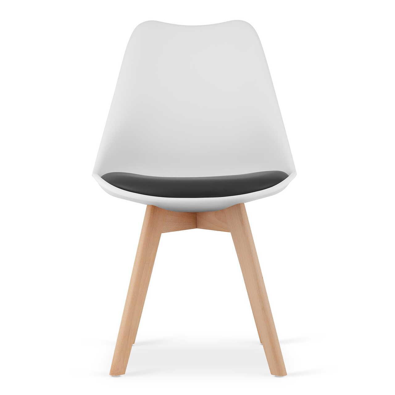Set 4 scaune bucatarie/living, Mercaton, Mark, PP, lemn, alb, perna neagra, 49x43x82 cm — imaginea 2