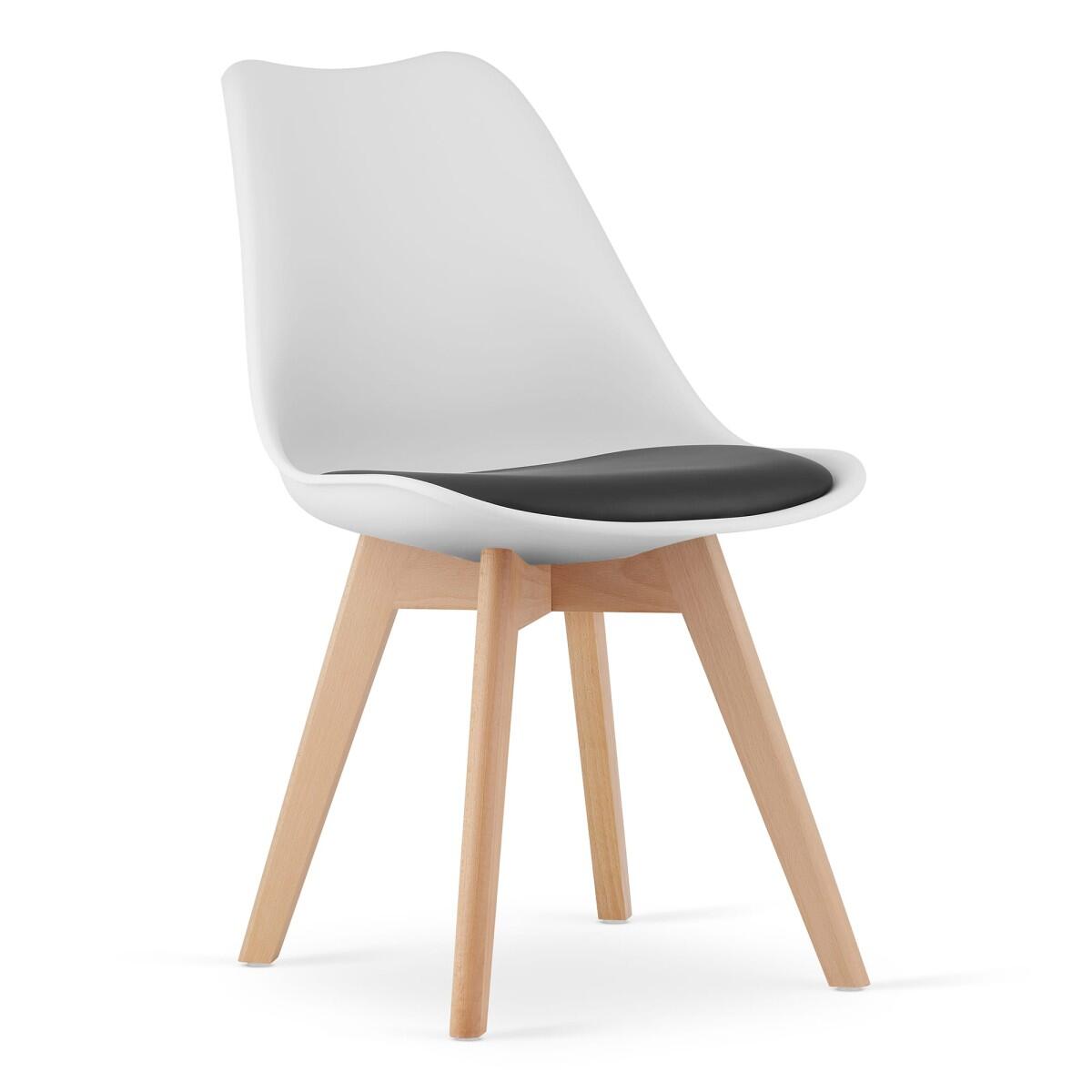 Set 4 scaune bucatarie/living, Mercaton, Mark, PP, lemn, alb, perna neagra, 49x43x82 cm — imaginea 4
