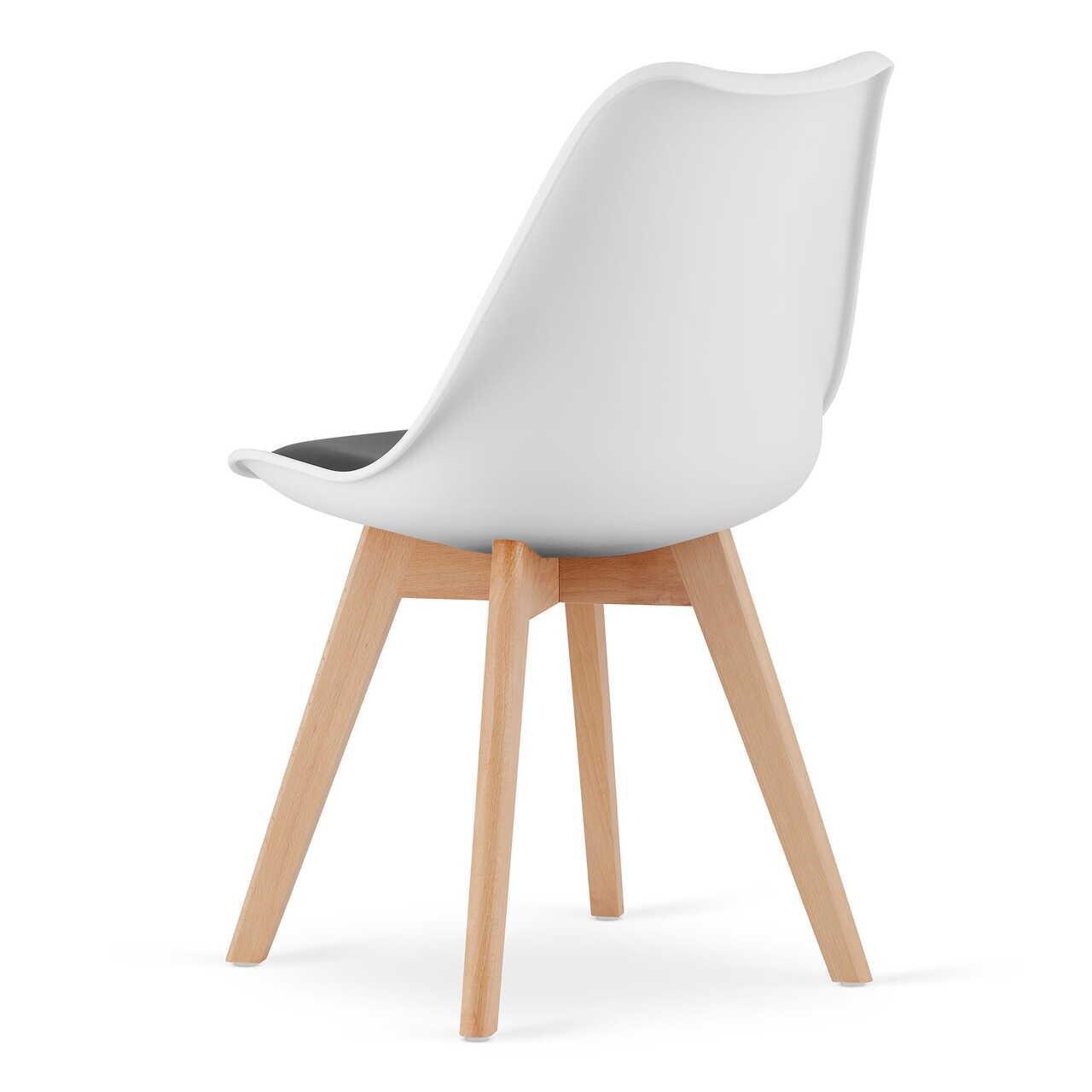 Set 4 scaune bucatarie/living, Mercaton, Mark, PP, lemn, alb, perna neagra, 49x43x82 cm — imaginea 5