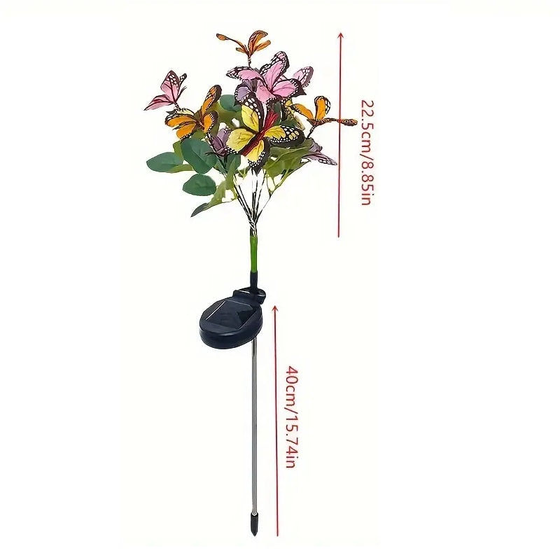 Lampa Solara cu Fluturi Multicolori pentru Gradina sau Terasa, IP65, cu Senzor de Lumina, 65cm Inaltime - 1 | YEO