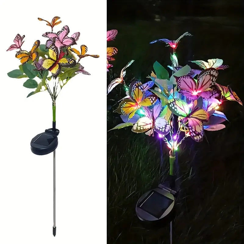 Lampa Solara cu Fluturi Multicolori pentru Gradina sau Terasa, IP65, cu Senzor de Lumina, 65cm Inaltime - 3 | YEO
