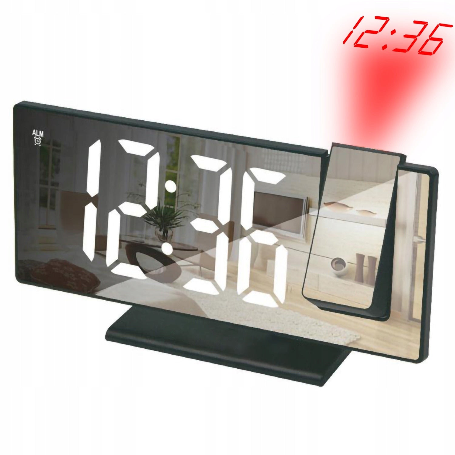 Ceas stil oglinda cu LED si proiectie, Alarma, Display mare - imagine 2