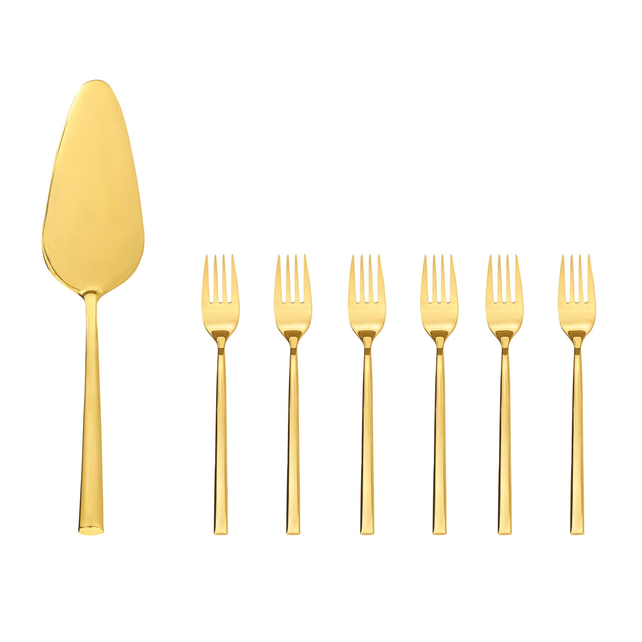 Set tacamuri inox servire desert, 7 piese, AMBITION Como Gold