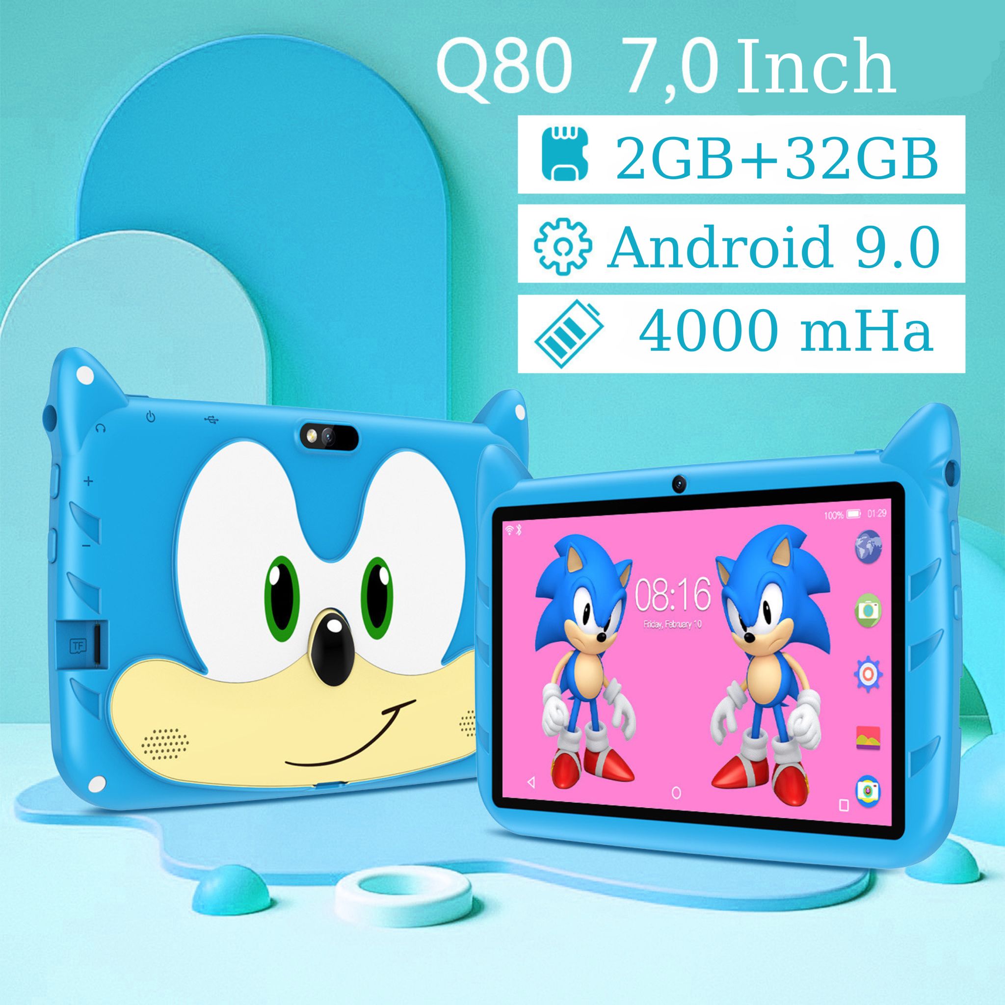 Tableta educationala pentru copii de 7 Inch, carcasa rezistenta sonic, android, 2+32 GB, 2 camere, bluetooth, wifi+cadou - 4 | YEO