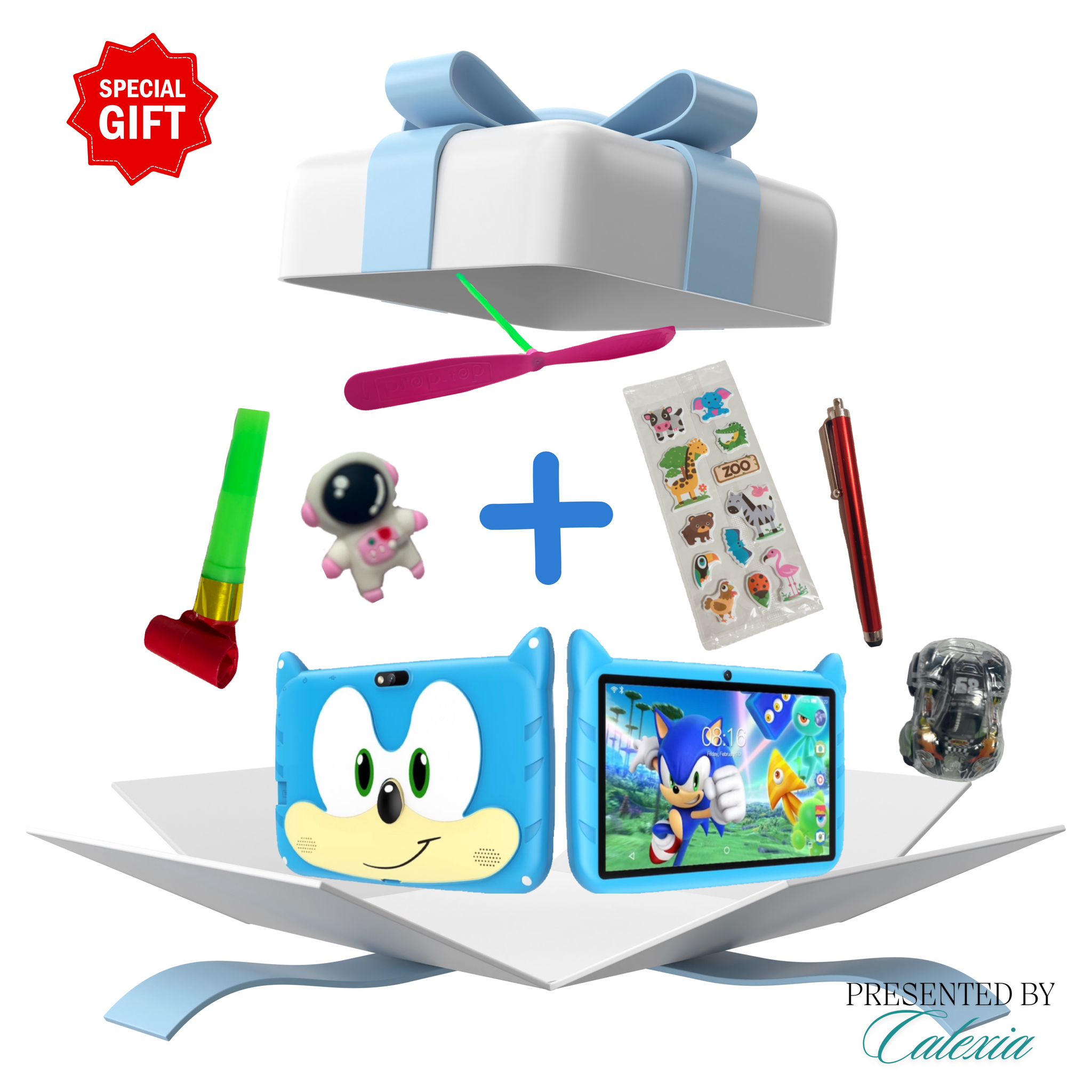 Tableta educationala pentru copii de 7 Inch, carcasa rezistenta sonic, android, 2+32 GB, 2 camere, bluetooth, wifi+cadou
