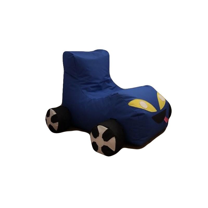 Fotoliu tip masinuta, Big Bean Bag pentru copii, textil umplut cu perle polistiren, albastru