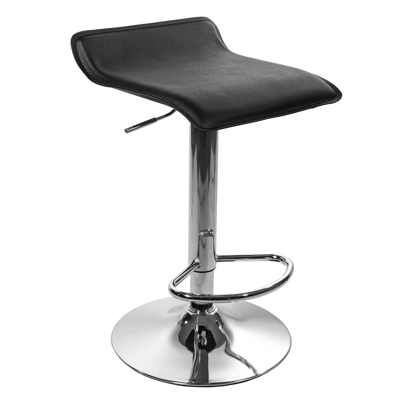 Scaun de bucatarie/bar, Artool, Fort, rotativ, piele ecologica, negru si argintiu, 38x39x84 cm — imaginea 2