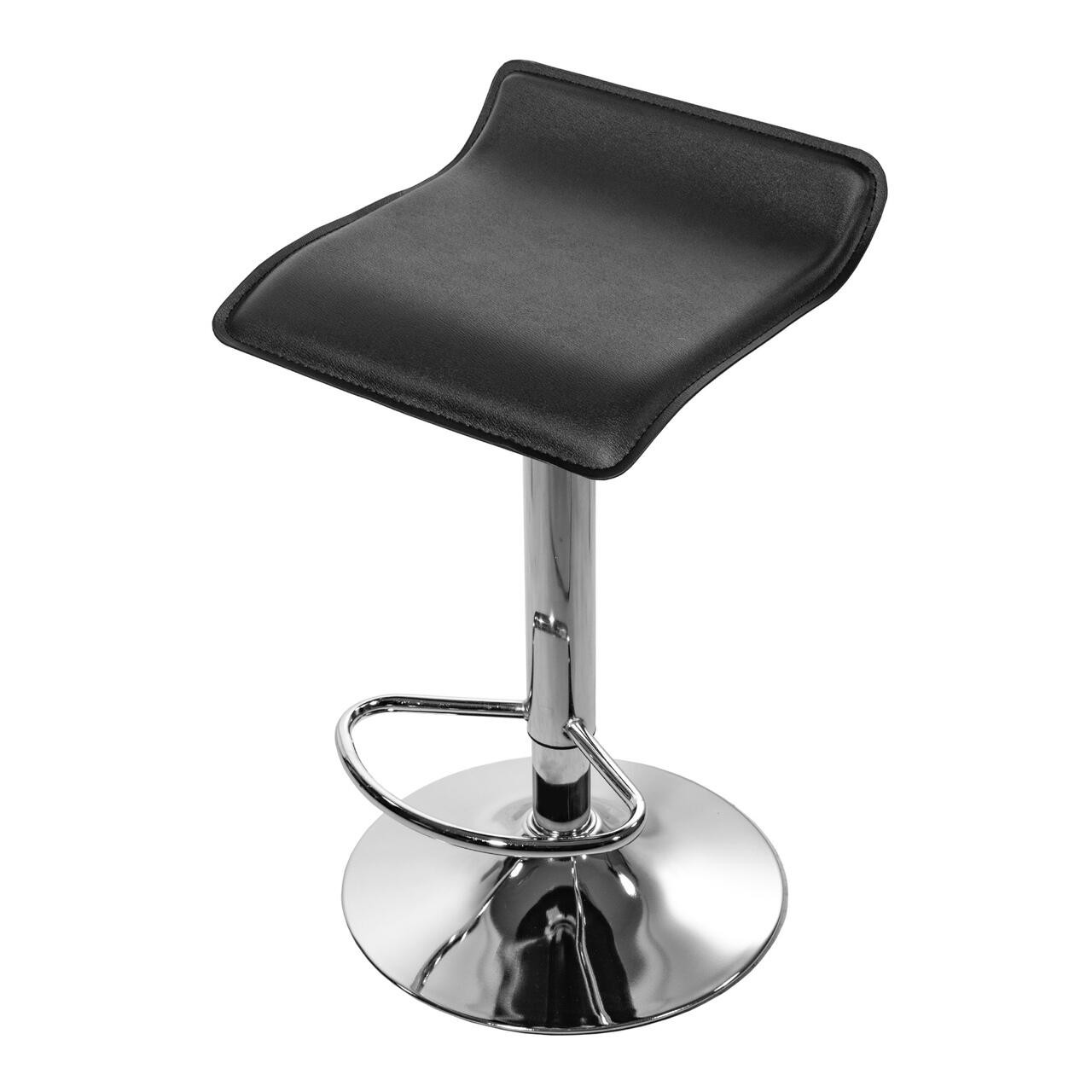 Scaun de bucatarie/bar, Artool, Fort, rotativ, piele ecologica, negru si argintiu, 38x39x84 cm — imaginea 3