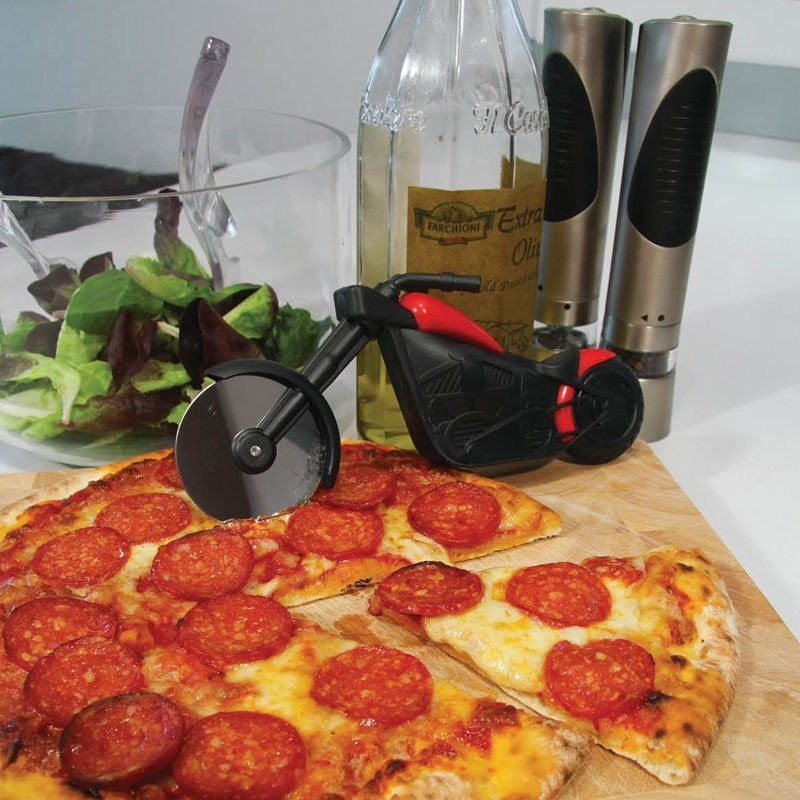 Cutit pentru Pizza, forma de motocicleta, cu suport pentru cutit, 21 x 9,5 cm — imaginea 2