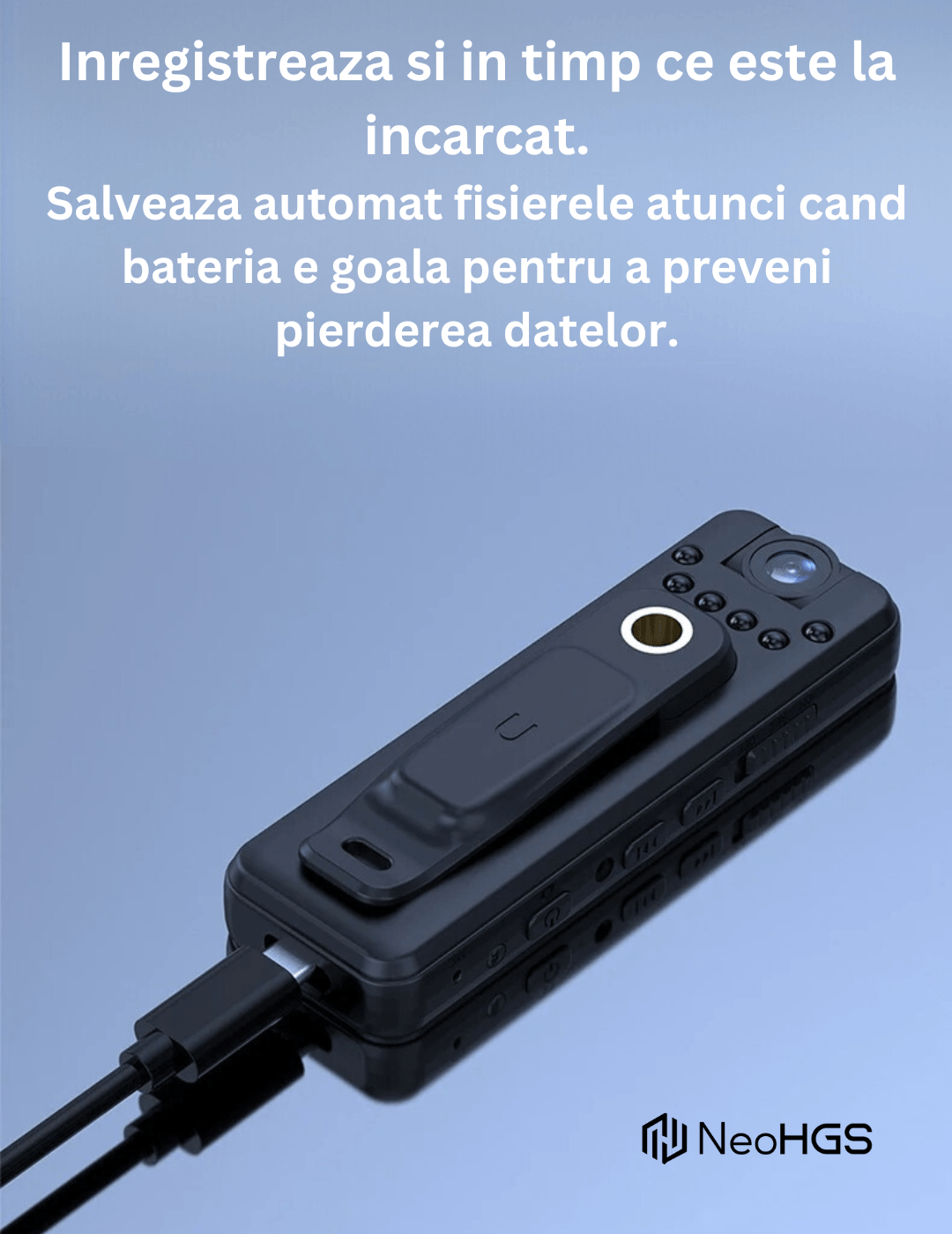 Camera Video Corporala NeoHGS®, Body Cam, 1080P HD, Vedere nocturna, Ecran 0.85-Inch, Functie reportofon, - 3 | YEO