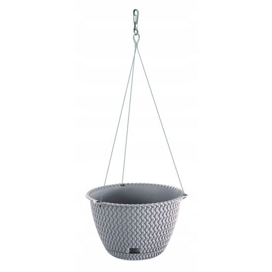 Ghiveci decorativ cu lant, rotund,​​​​​​​ gri, 23x14.5 cm, Splofy WS — imaginea 2