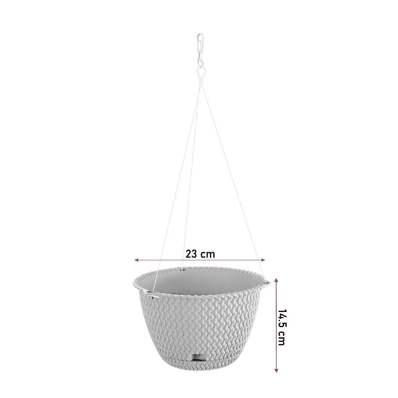 Ghiveci decorativ cu lant, rotund,​​​​​​​ alb, 23x14.5 cm, Splofy WS — imaginea 2