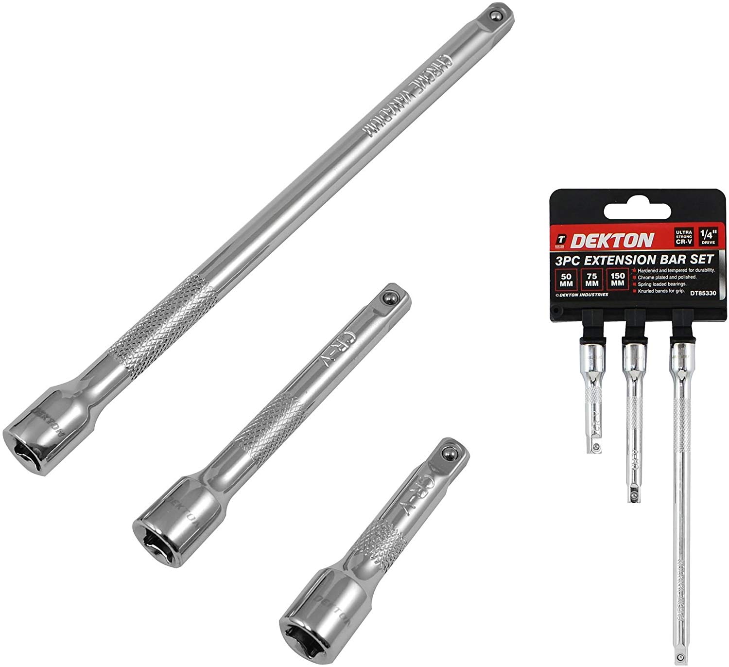 Bara de extensie, set 3 bucati, 50 mm, 75 mm, 150 mm, 1/4" CR-V, Dekton, DT85330 — imaginea 4