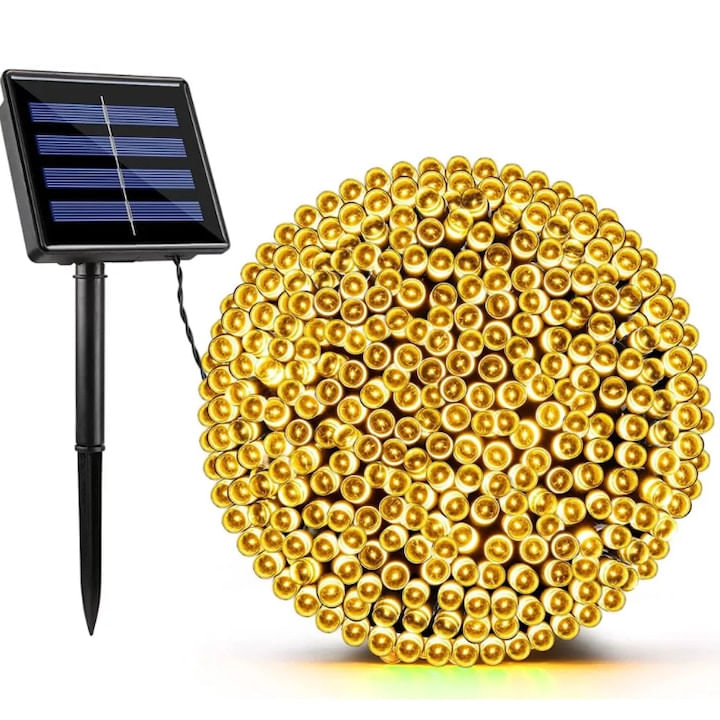 Instalatie Craciun Solara MRG M953, Alb Cald, 10 Metri, Pentru Exterior