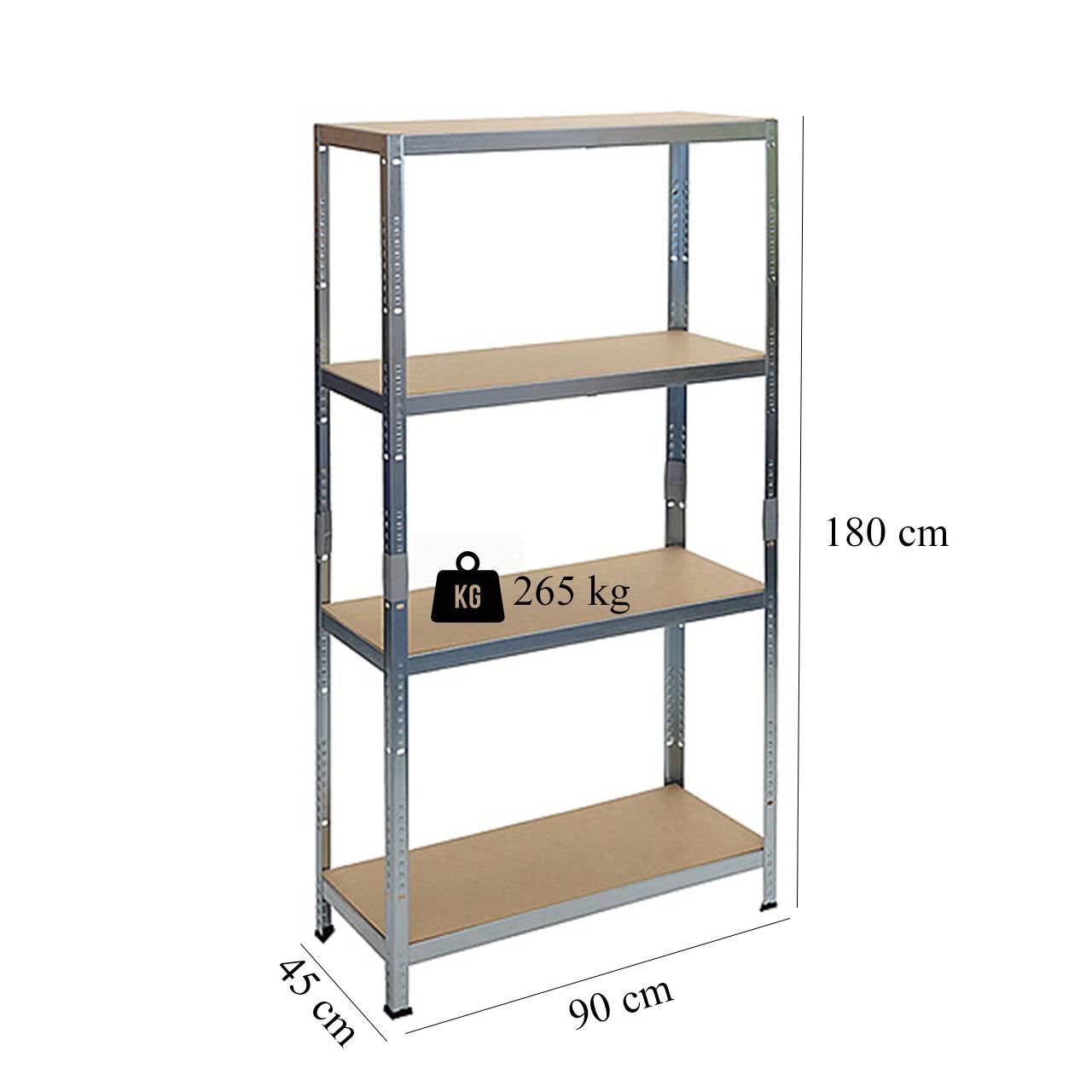 Raft depozitare, metalic, 4 polite, 265 kg, 90x45x180 cm - 1 | YEO