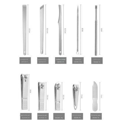 Trusa Manichiura si Pedichiura 19 Piese Inox Premium, Cutie Eleganta si Portabila, Cadou Ideal pentru Ingrijire Personala - imagine 2