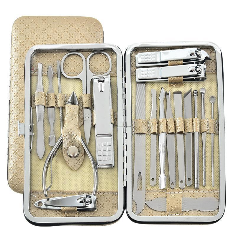 Trusa Manichiura si Pedichiura 19 Piese Inox Premium, Cutie Eleganta si Portabila, Cadou Ideal pentru Ingrijire Personala - imagine 3