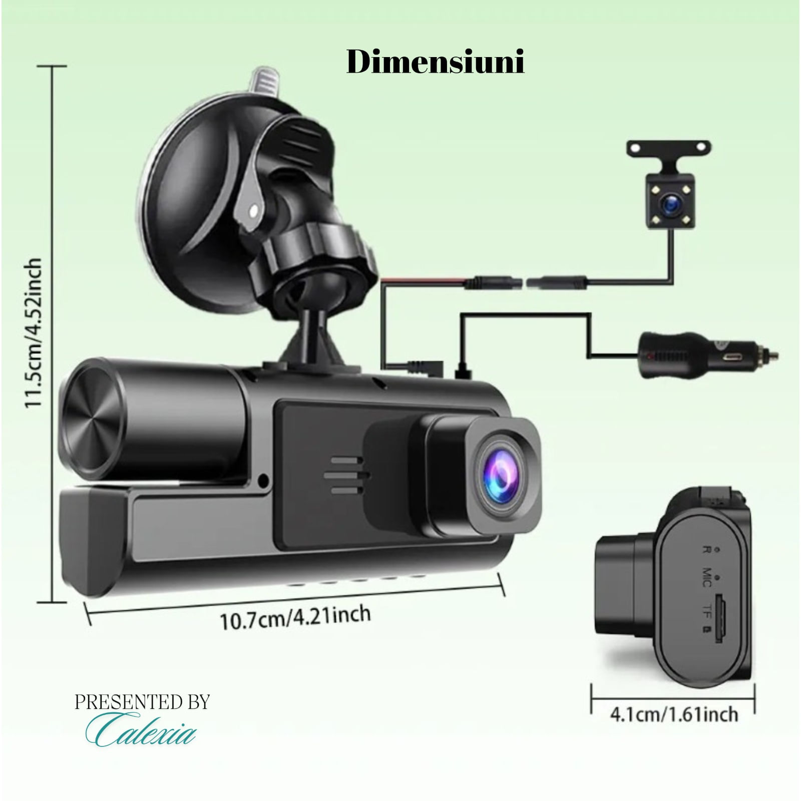 Camera auto tripla de bord Full HD 1080P, GoSafe, WDR, GPS, WIFI, aplicatie pe telefon, night vision, card 64 GB inclus - imagine 2