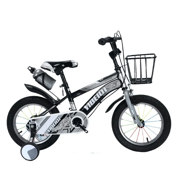 Bicicleta Go Kart 658, 16 inch, pentru copii, 4-6 ani, roti ajutatoare, suport si bidon apa, cosulet, argintiu