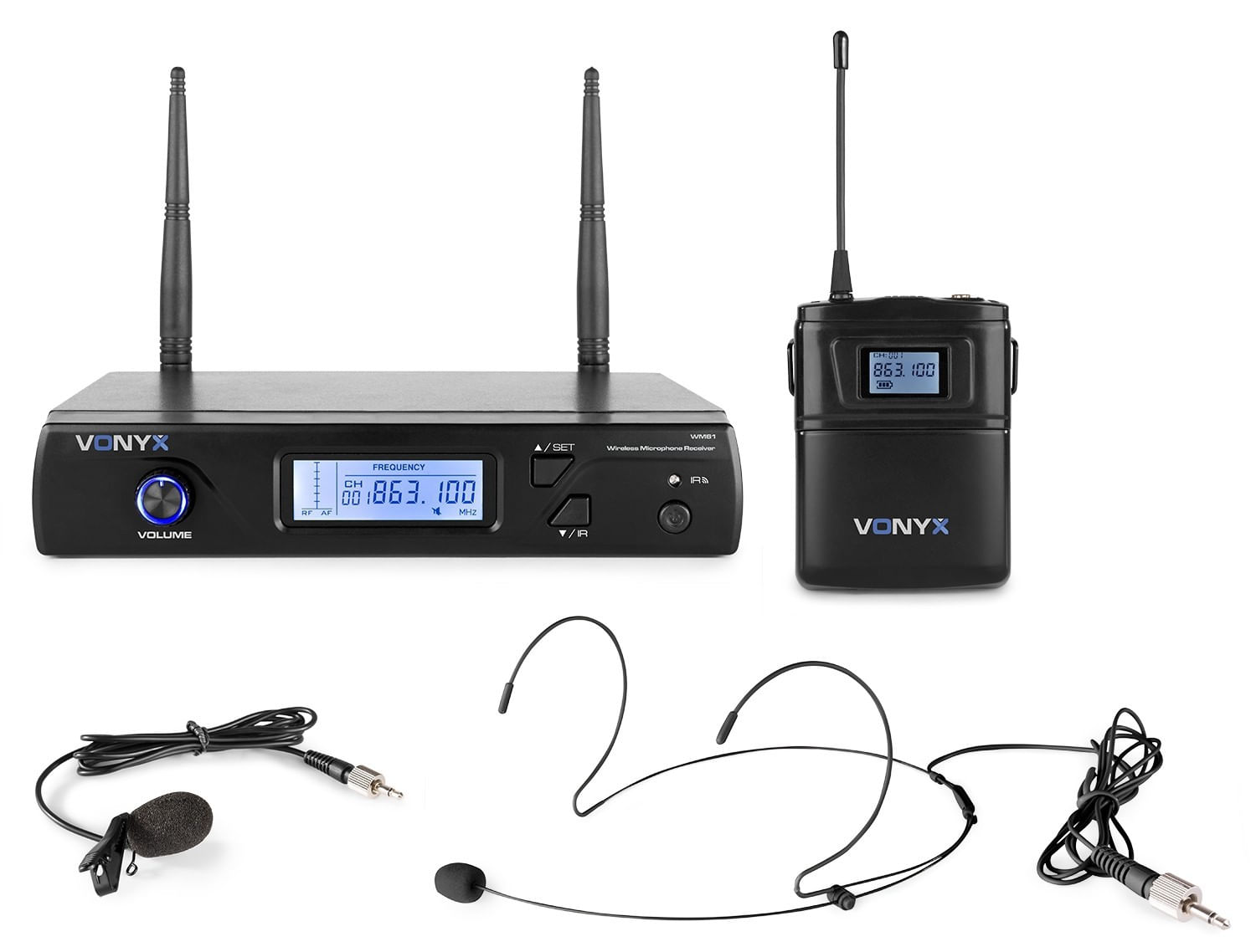 Sistem wireless headset si Lavaliera Vonyx WM61B