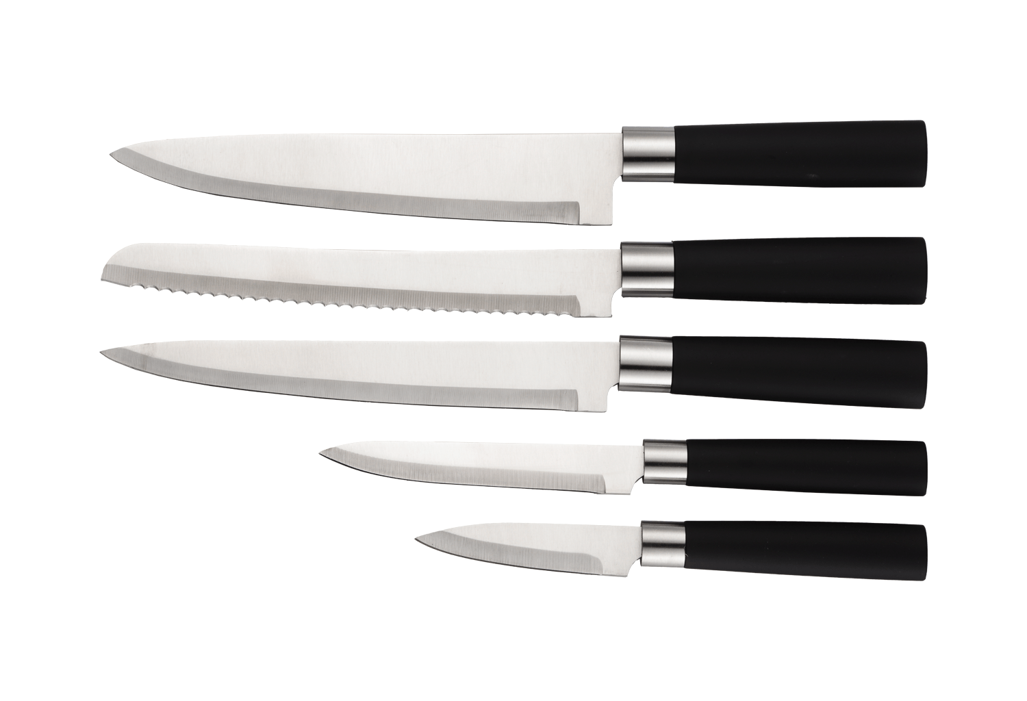 Set cutite 6 piese RETRO Zilan ZLN1609, Suport inclus, Otel inoxidabil 3CR13, Compatibil masina de spalat vase, Negru — imaginea 2