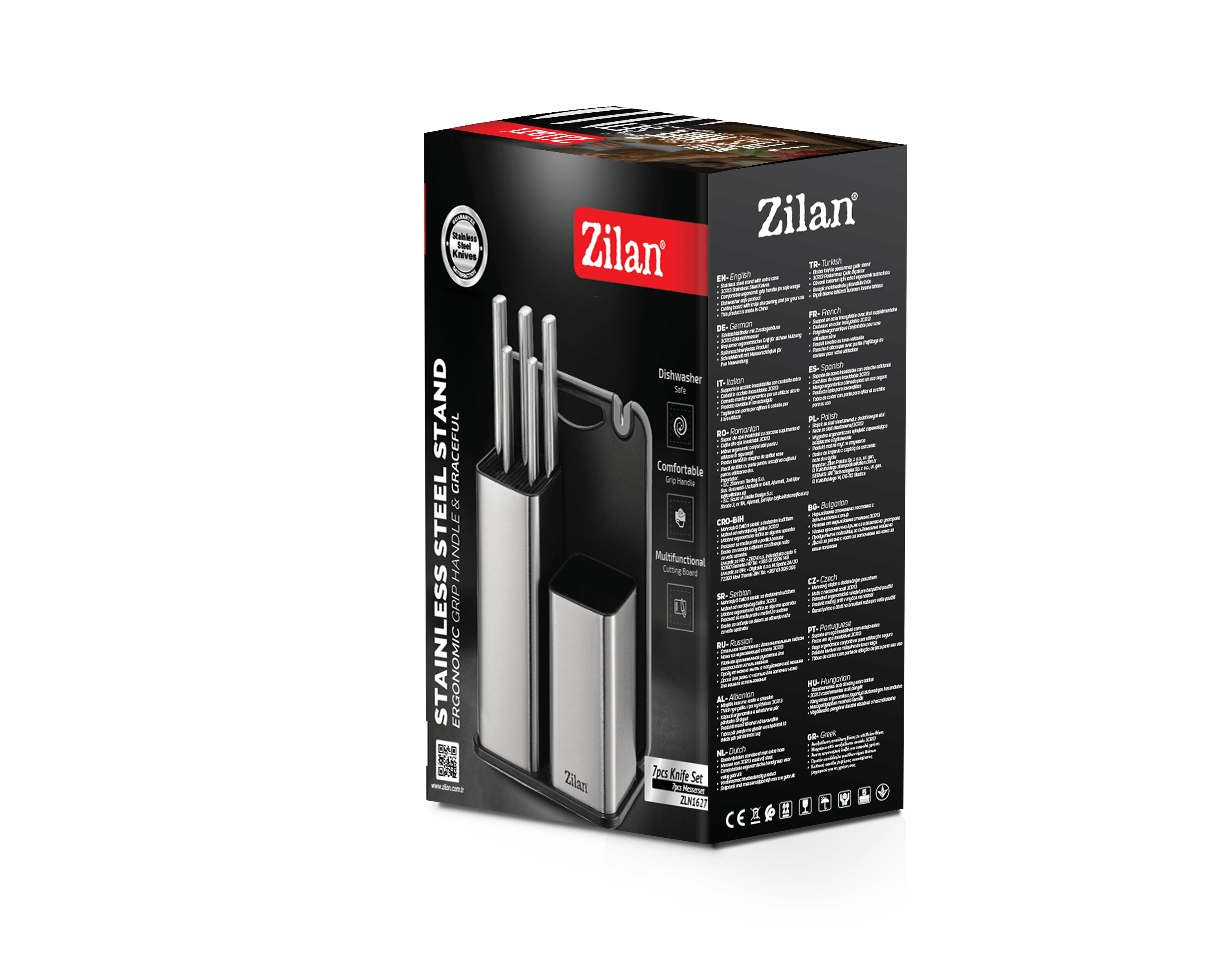 Set cutite 7 piese Zilan ZLN1627, Suport inclus, Otel inoxidabil 3CR13, Compatibil masina de spalat vase — imaginea 3