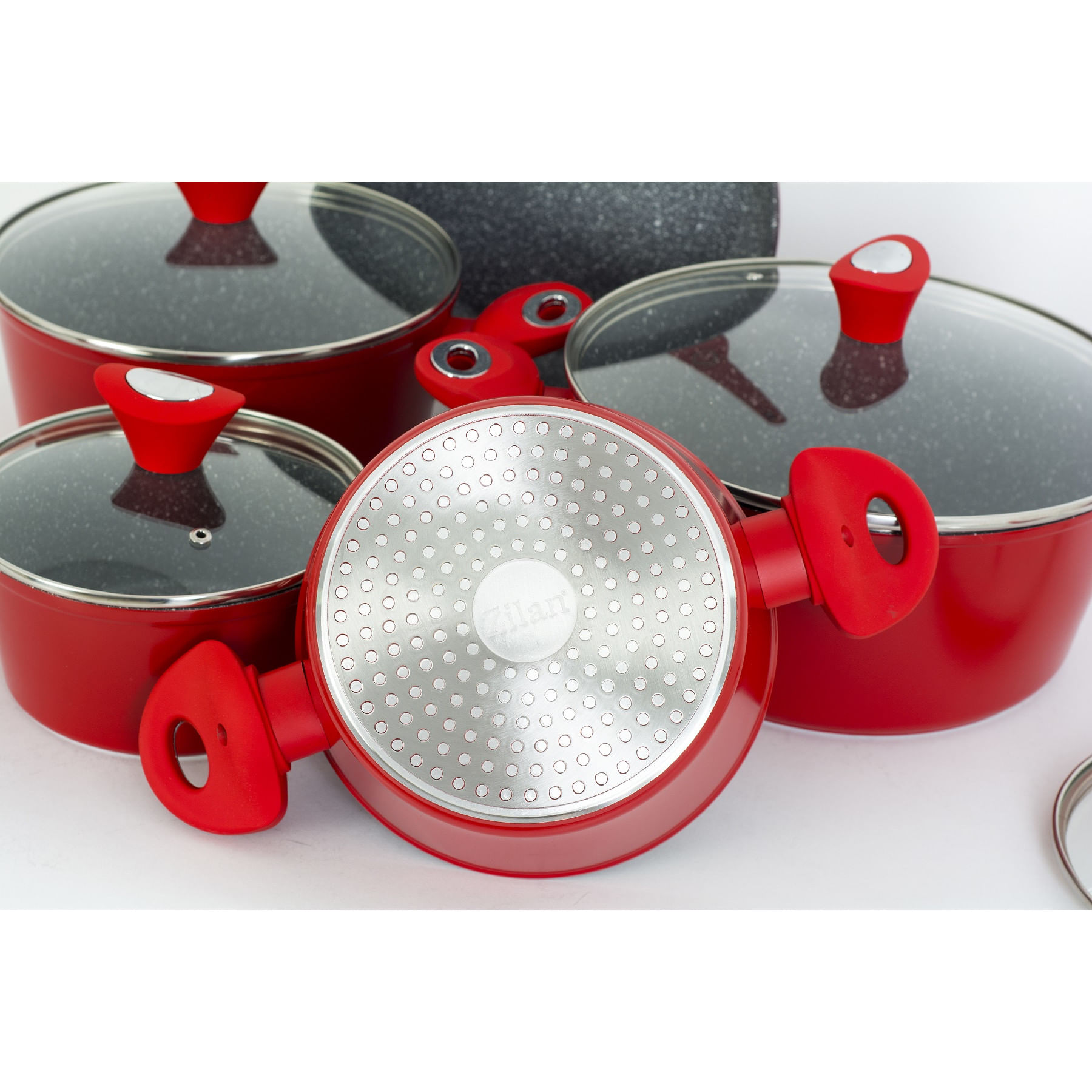 Set oale 9 piese, Zilan ZLN-3260, Material aluminiu, Interior granit, Compatibil inductie — imaginea 3