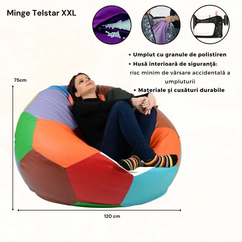 Fotoliu Minge Telstar XXL, material piele ecologica — imaginea 2