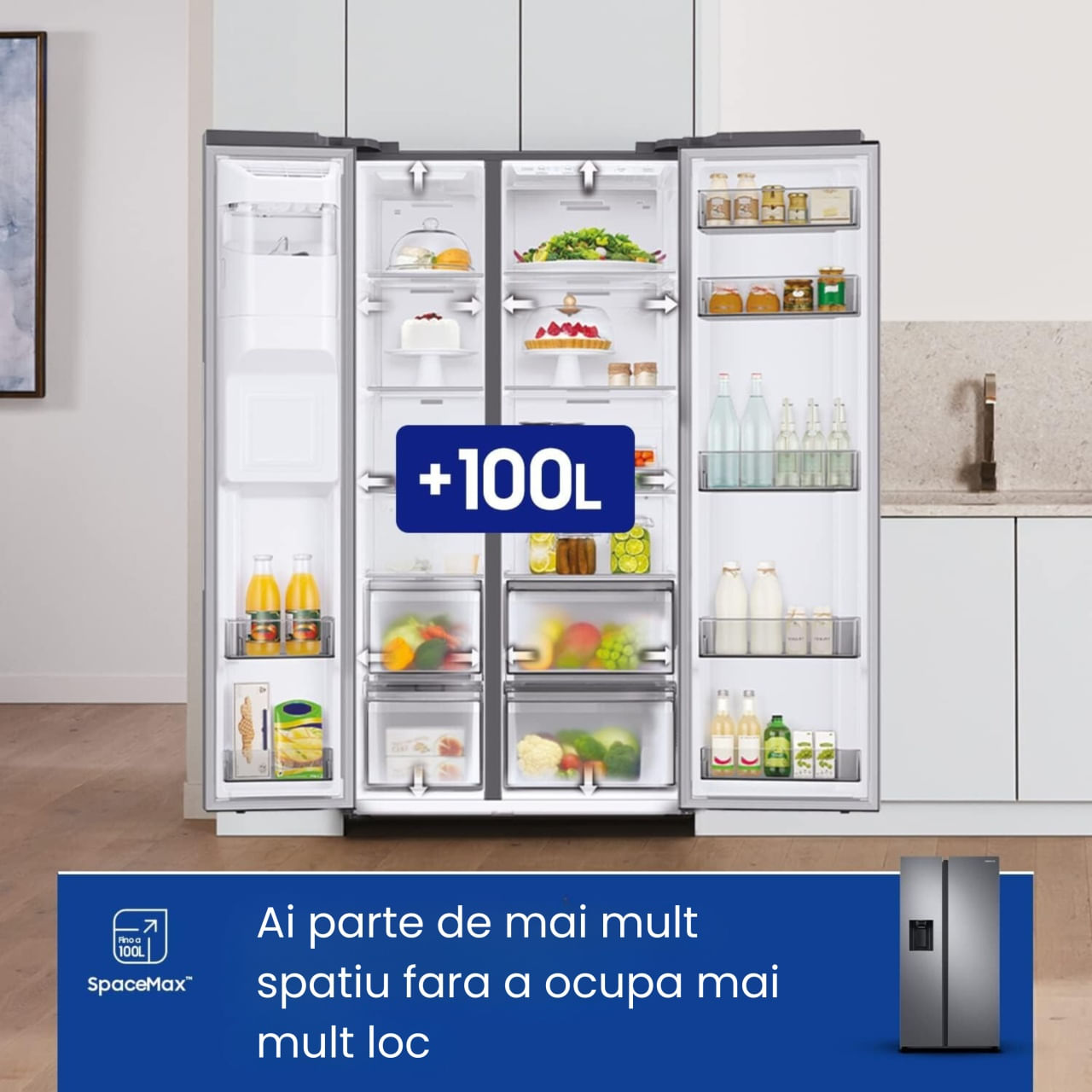 Frigider cu Usa Dubla si Congelator Samsung RS68A8840S9, 5 moduri, Dozator apa si gheata, 178x91cm, 634L, Clasa F