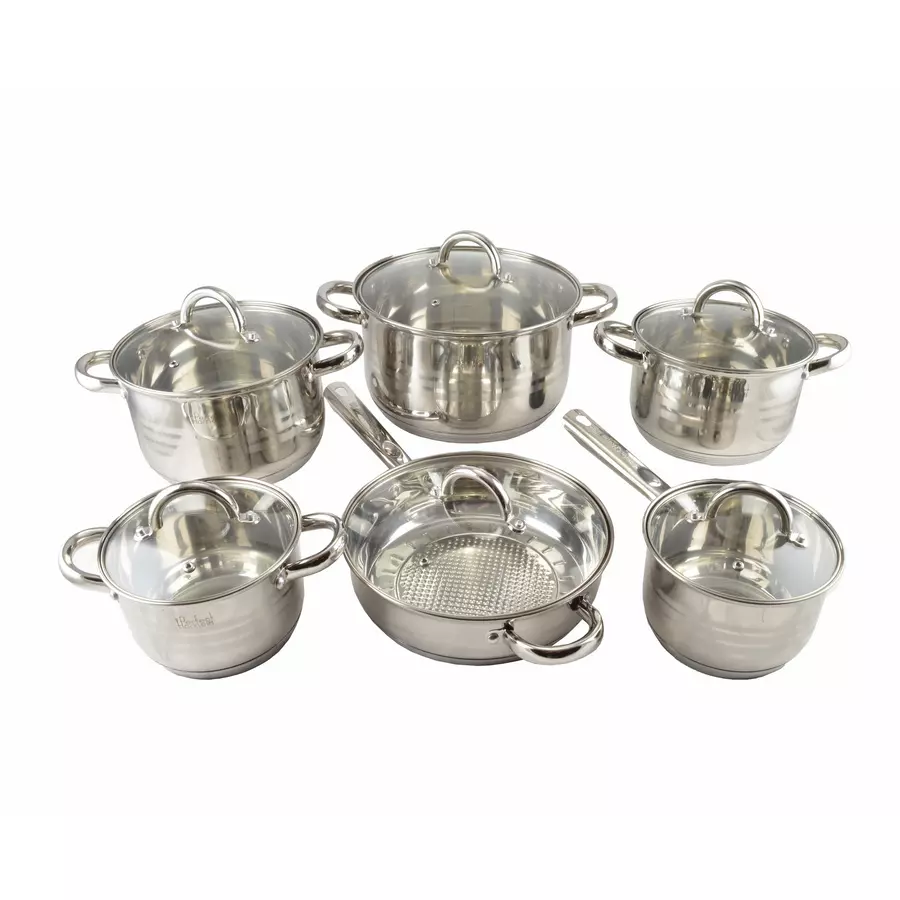 Set de Oale din Otel Inoxidabil Deluxe cu 12 Piese si Capace de Sticla — imaginea 4