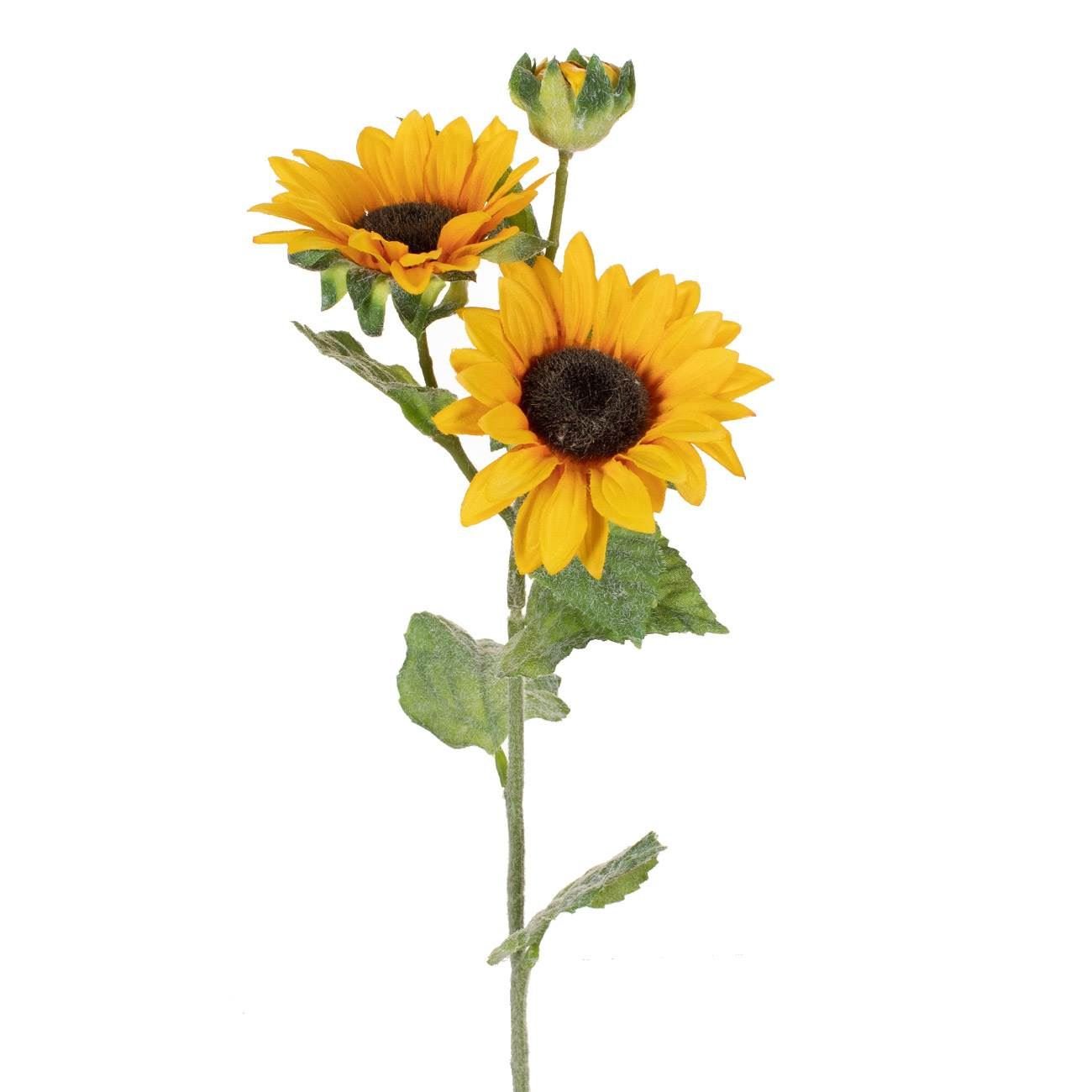 Floare artificiala, model floarea soarelui, tulpina lunga, culoare galben, 62 cm