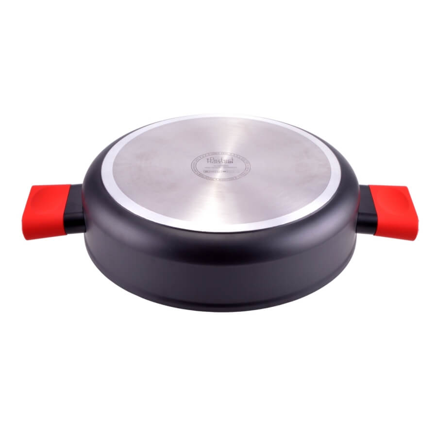 Cratita joasa cu pereti grosi din aluminiu antiaderent cu inductie si capac de sticla 28cm 4.5L Straight Line — imaginea 3