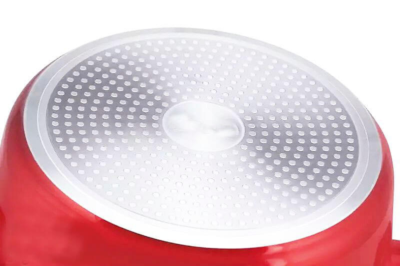 Cratita cu pereti grosi din aluminiu antiaderent cu inductie si capac de sticla Red Line - imagine 2