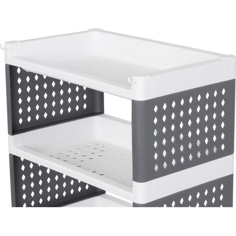 Comoda/raft plastic, MagicHome, pe roti, 5 polite, gri si alb, max 25 kg, 49x29x97 cm — imaginea 4