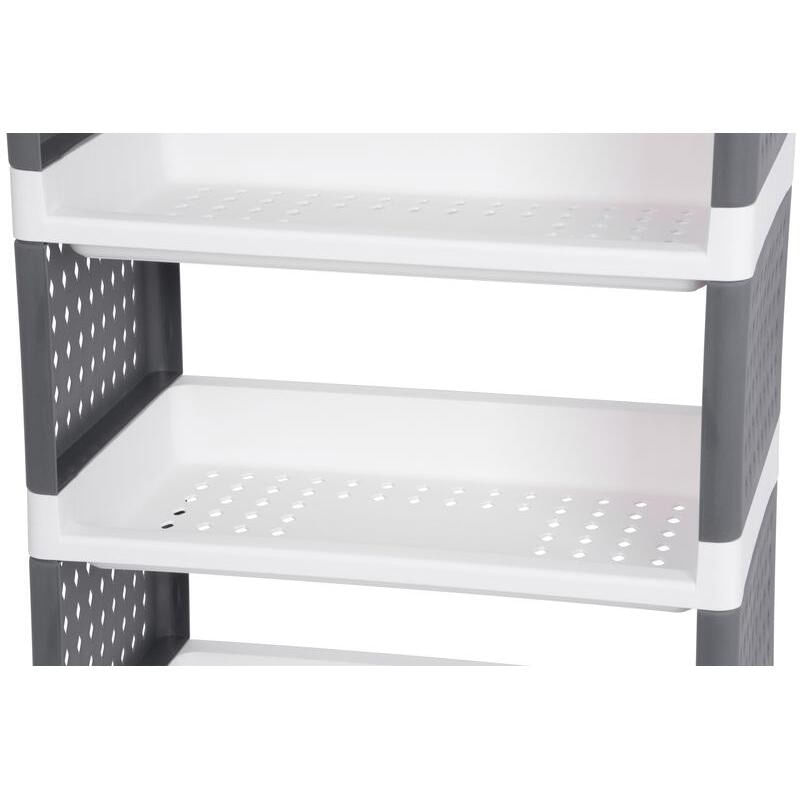 Comoda/raft plastic, MagicHome, pe roti, 4 polite, gri si alb, max 25 kg, 49x29x75.5 cm — imaginea 2