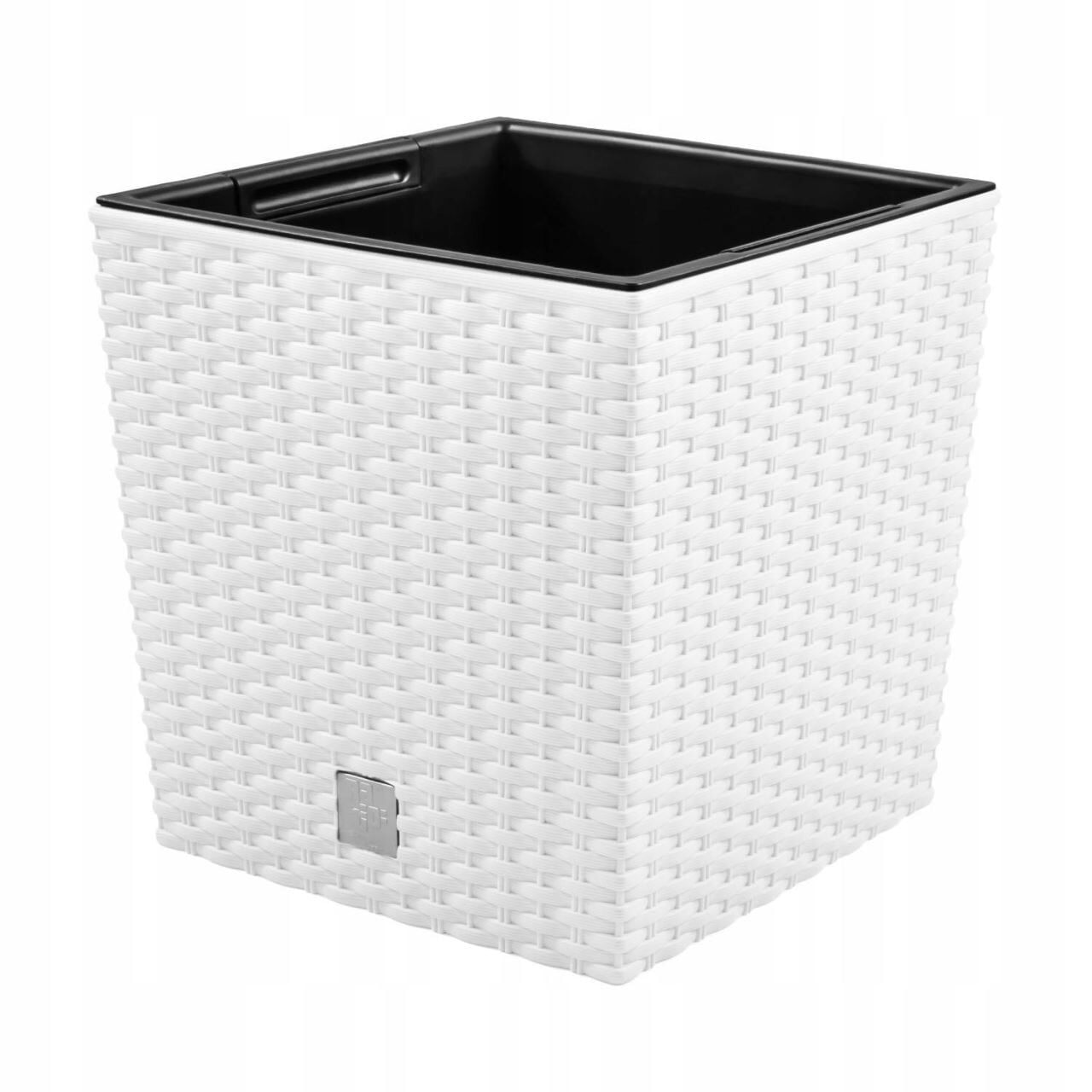 Ghiveci decorativ de flori, Prosperplast, Rato, imitatie ratan, patrat, alb, 40x40x40.8 cm — imaginea 4