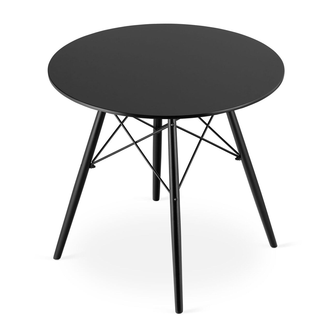 Masa stil scandinav, Artool, rotund, MDF si lemn, negru, 80x72 cm — imaginea 2