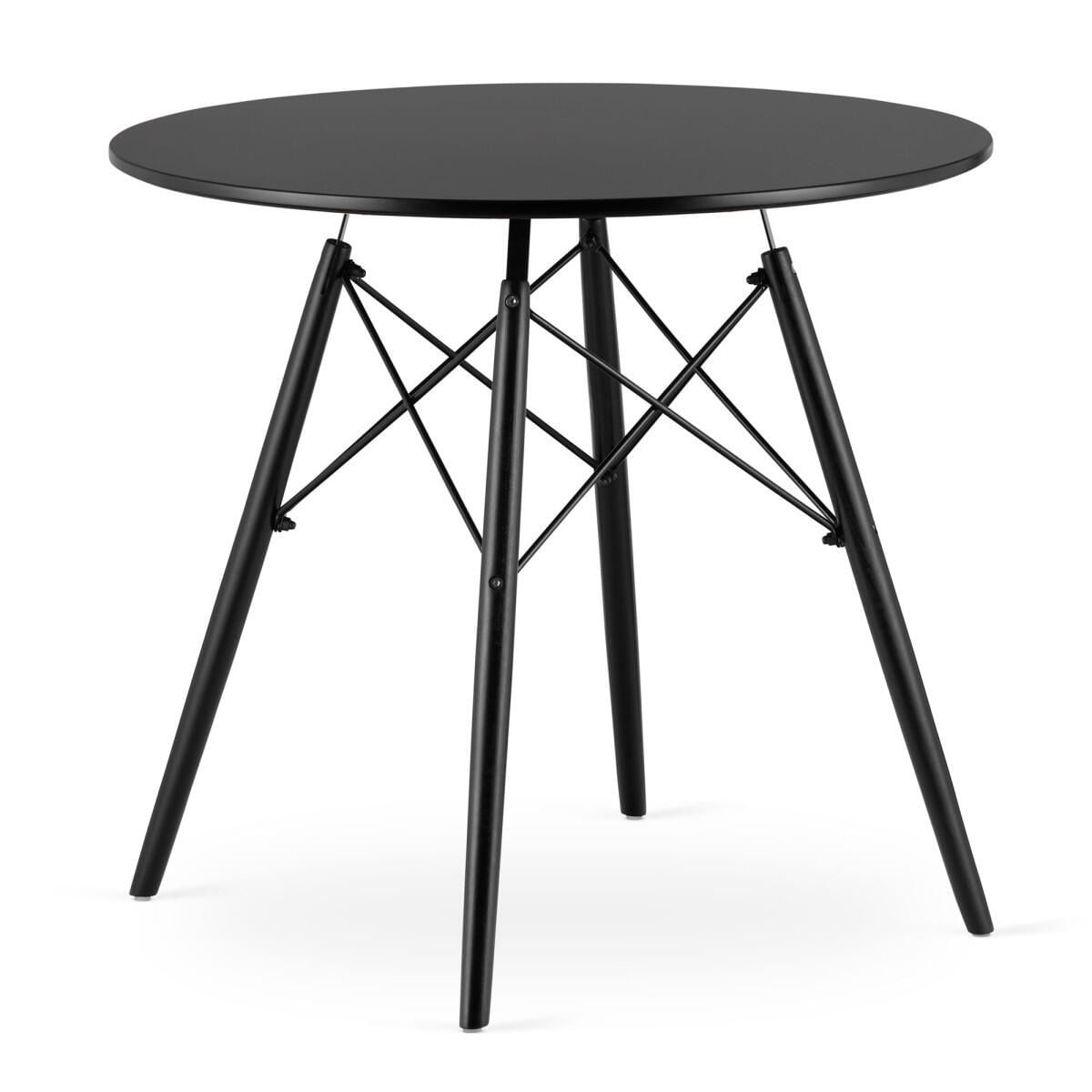 Masa stil scandinav, Artool, rotund, MDF si lemn, negru, 80x72 cm — imaginea 3