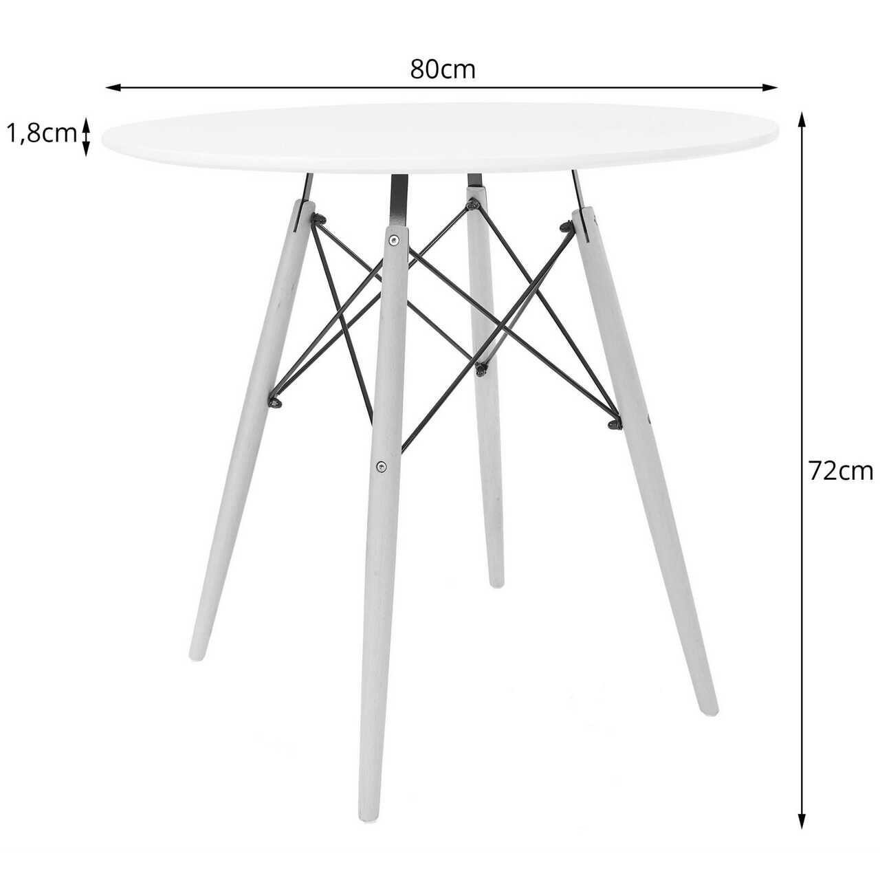 Masa stil scandinav, Artool, rotund, MDF si lemn, negru, 80x72 cm — imaginea 4