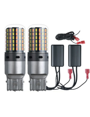 Set 2 x T20, W21W cu dubla culoare Semnalizare galbena + Lumina de zi alba T20-7440-144SMD-3014-AMBER+WHITE - 4 | YEO
