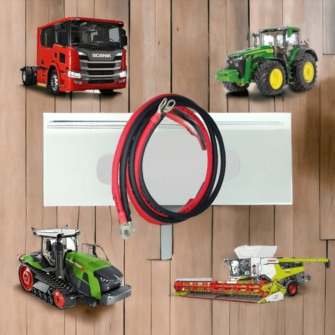 Set cablu baterie, sectiune 6 mm2, papuci 6 mm, lungime 2x25 cm, pentru utilaje agricole, ambarcatiuni navale, autovehicule, invertor, rezistent UV - 2 | YEO