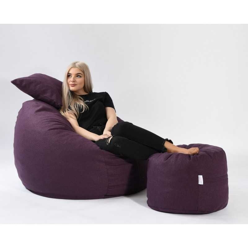 Set Fotoliu Matusalem cu Otoman (suport picioare) si perna, material textil — imaginea 2