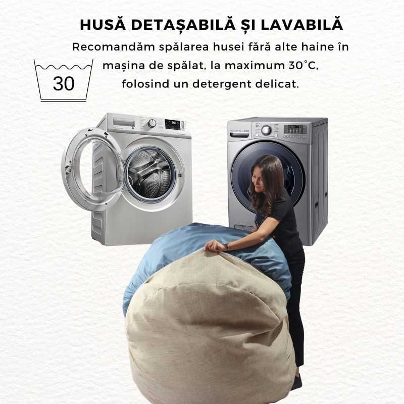 Set Fotoliu Matusalem cu Otoman (suport picioare) si perna, material textil — imaginea 3