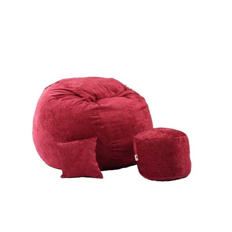 Set Fotoliu King Size cu Otoman (suport picioare) si perna, material textil — imaginea 3