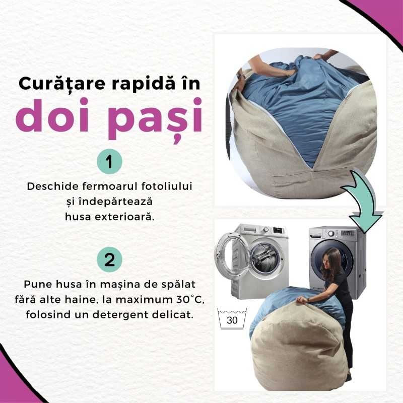 Set Fotoliu King Size XL cu Otoman (suport picioare) si perna, material textil — imaginea 4