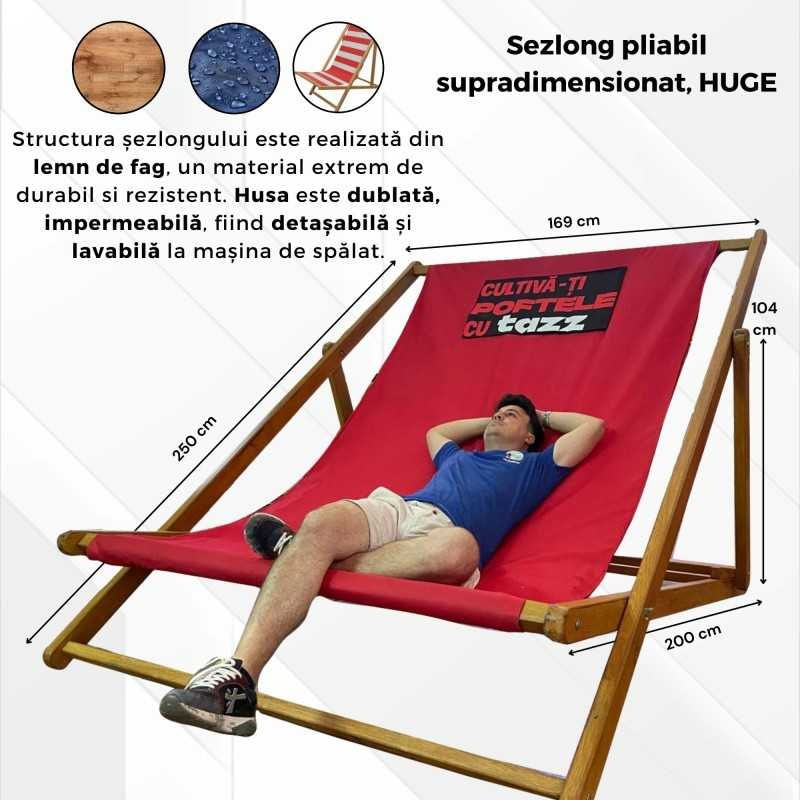 Fotoliu pliabil supradimensionat, HUGE, material impermeabil, Galben — imaginea 5
