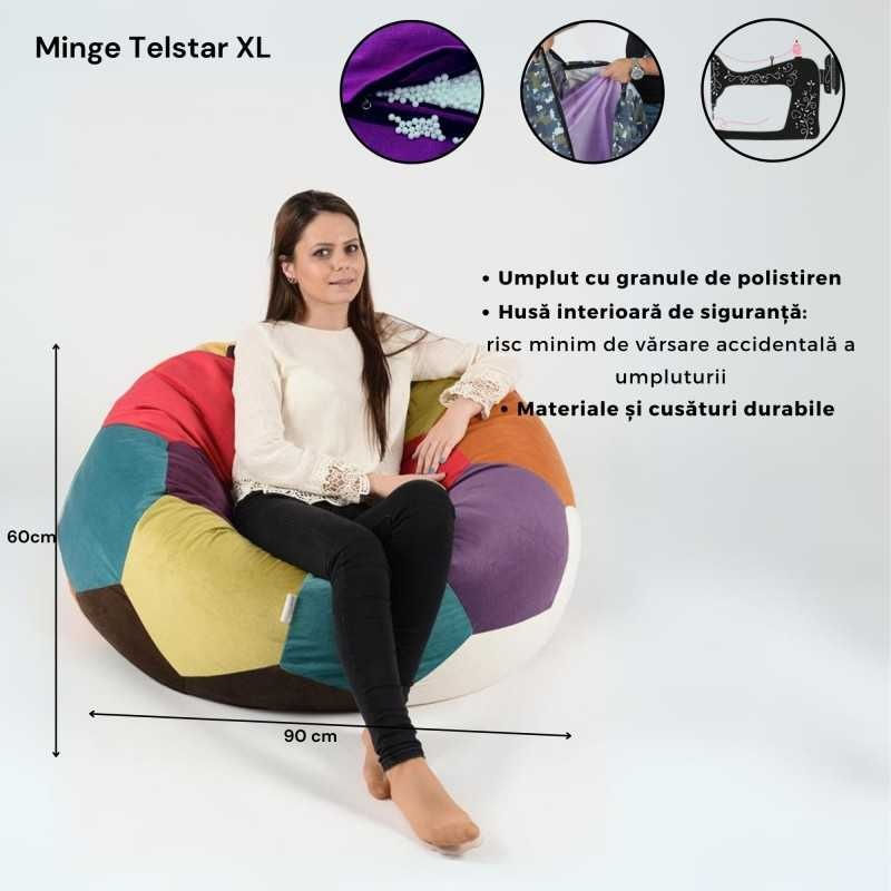 Fotoliu Minge Telstar XL, material textil, Mozaic — imaginea 3