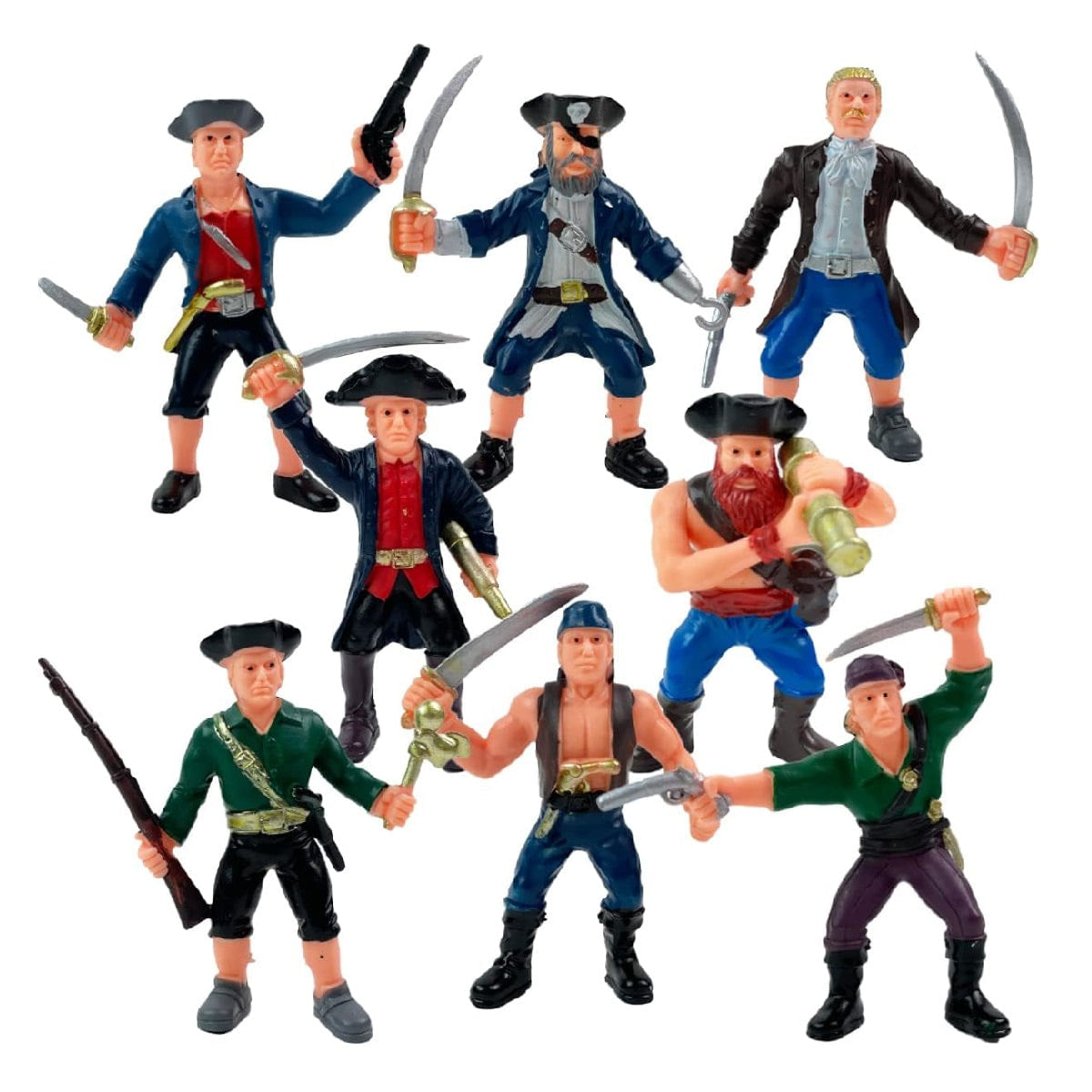 Set 8 Figurine Pirati, pentru copii de 3 ani+, Plastic, 8cm Inaltime, Multicolor - imagine 4