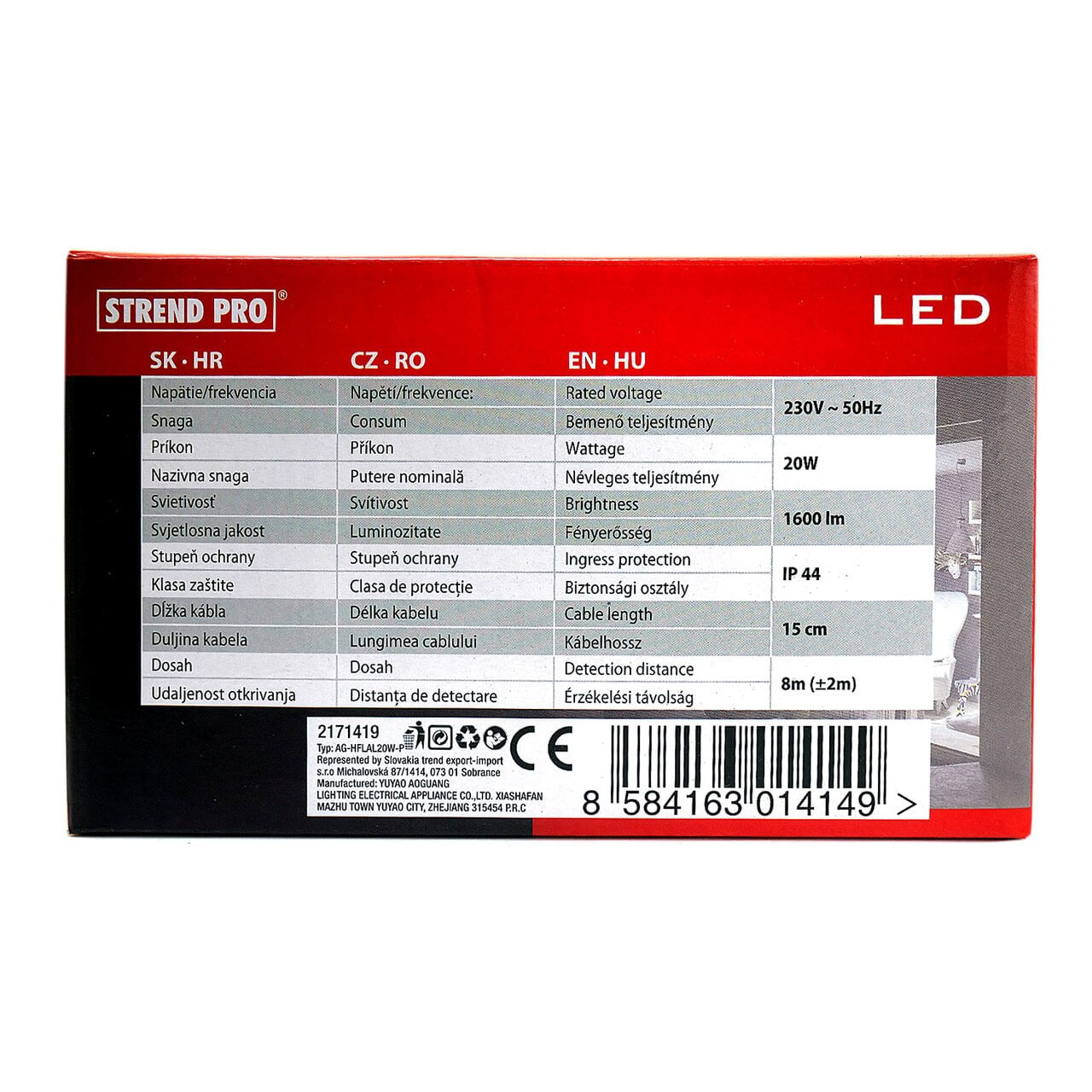 Proiector lucru, LED, cu senzor, 20 W, 1600 lm, IP44, Strend Pro — imaginea 2