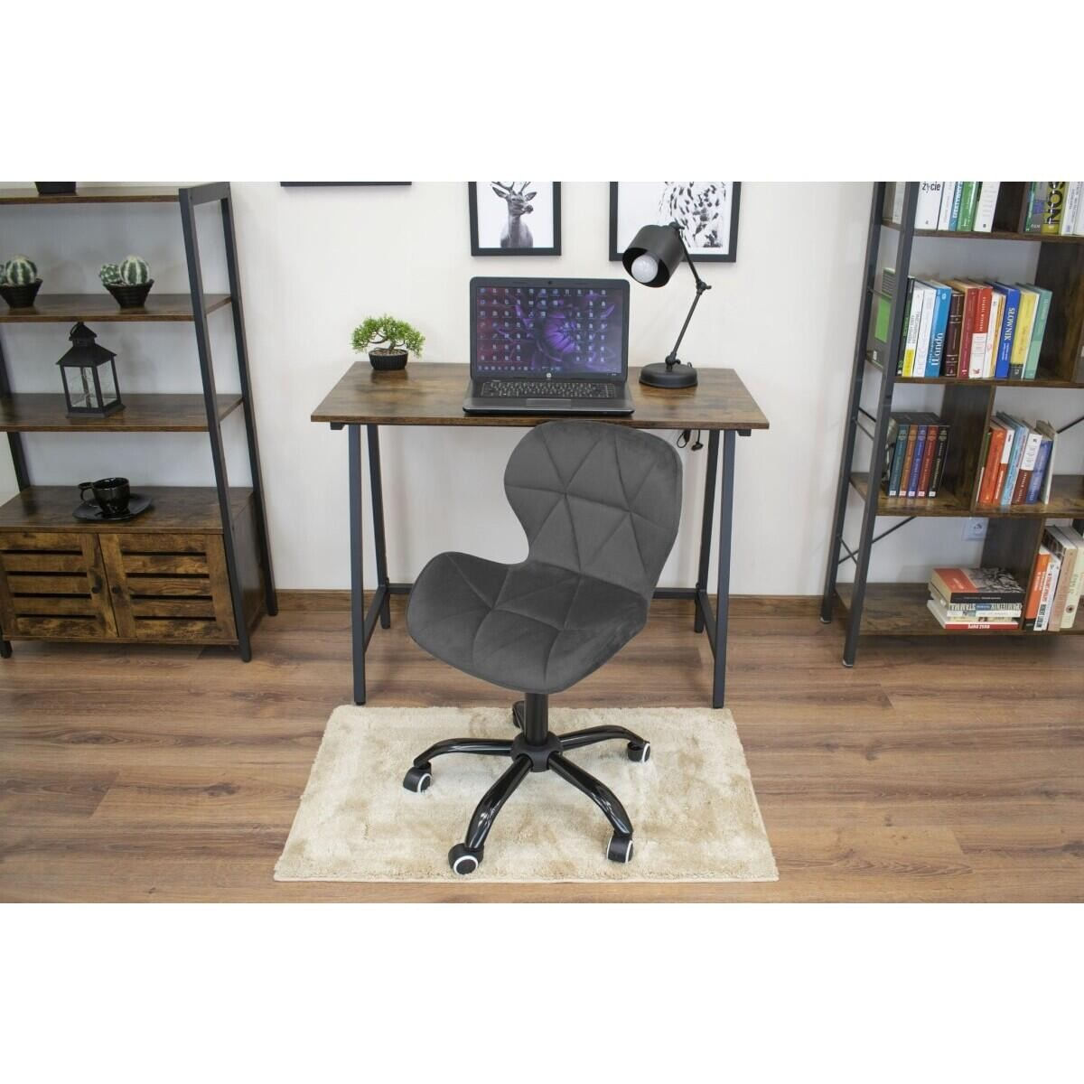 Scaun de birou, Artool, Noto, catifea, gri si negru, 53.5x57.5x74-86 cm — imaginea 2